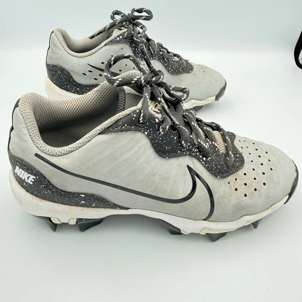 Nike Alpha Huarache 4 Keystone Kid Baseball Cleats Grey BLK DJ6525-005 Size 1.5Y
